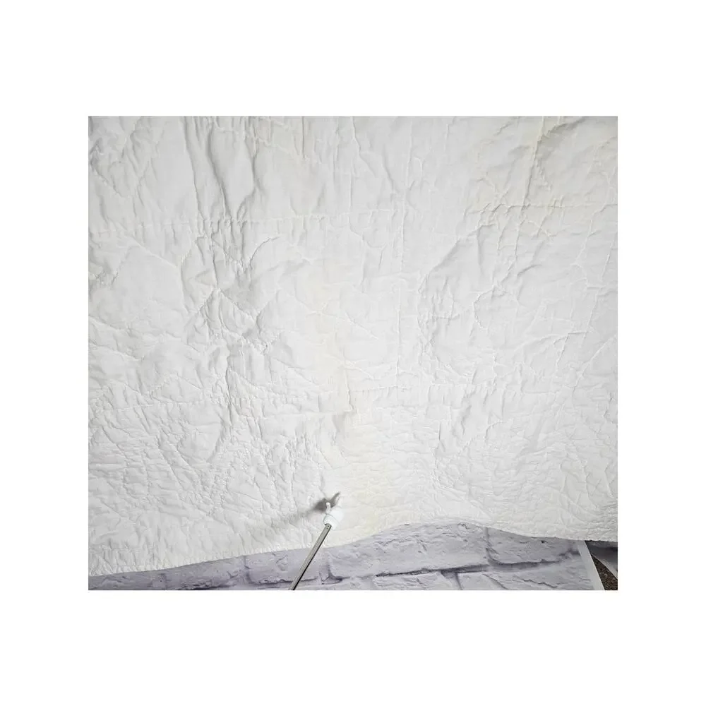 Vintage‎ Handmade Embroidered Starburst Quilt 76x74 Purple White Full Size